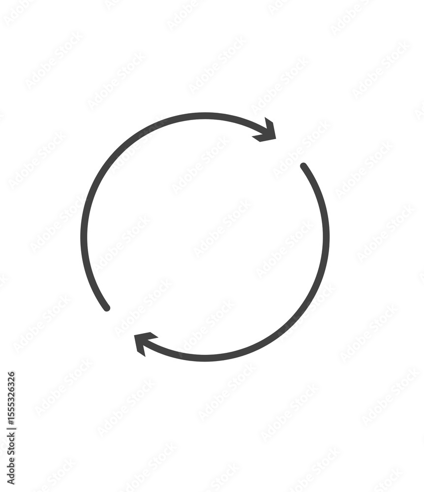 Poster circular arrow rotation symbol on transparent background for web design and user interface elements,