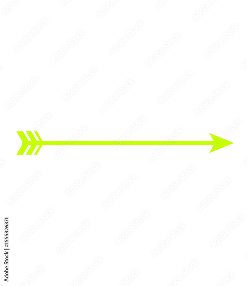 Poster precision trajectory a neon green arrow with detailed fletching on a transparent background for emph