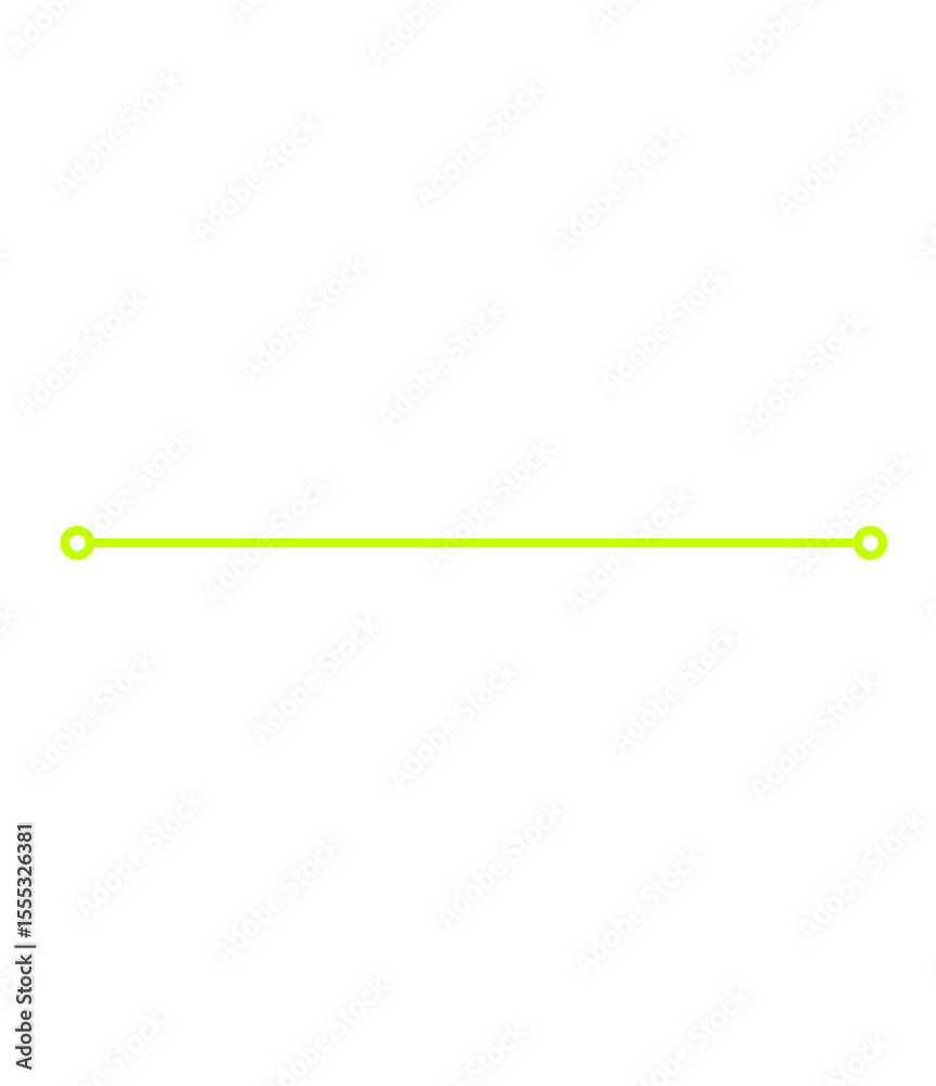 Poster linear connection a neon green line with circular endpoints on a transparent backdrop for illustrati