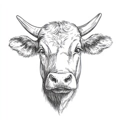 Detailed sketch of a cow's head