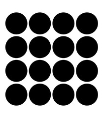 Sixteen Black Circles Arranged in a Grid Pattern on a Transparent Background A Versatile Design Element for Modern and Minimalist Visual Projects