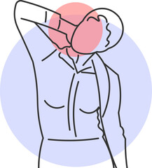 Woman with neck pain after long time working in office
