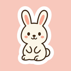 Kawaii Bunny Vector Sticker | Cute Rabbit Clipart Illustration