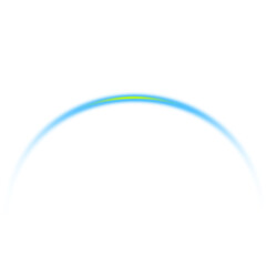 Curved Light Arc Effect with Cyan and Yellow Gradient on Transparent Background, Perfect for Adding a Subtle and Modern Touch to Your Graphic Design Projects