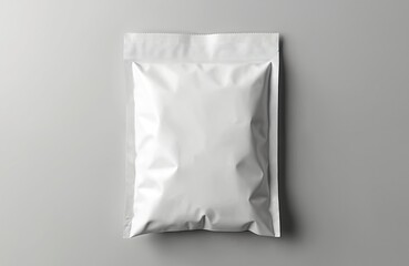 Obraz na płótnie Canvas Blank white poly mailer bag isolated on grey background. Empty mailer envelope, plastic packaging for postal delivery service, shipping, e-commerce. Template mock up, product design. Minimalist.