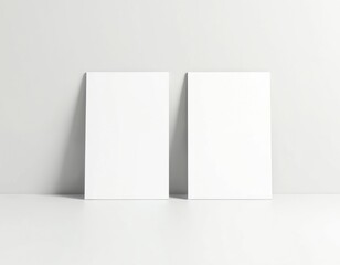 A4 flyer poster mockup presentation. Two white vertical paper sheets. Template ready for print design, advertisement, marketing, branding, business, company, promotion. Clean minimalist design, blank