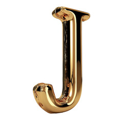 Shiny, metallic letter J with gold finish, showcasing sleek and modern design. letter has reflective surface, adding touch of elegance
