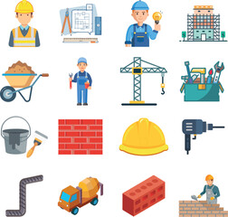 set of vector construction icons