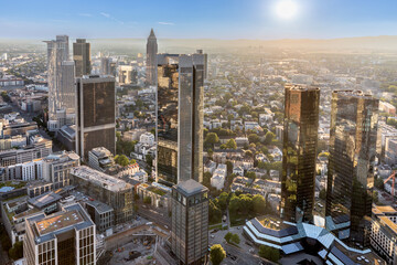 panorama of Frankfurt am Main with skyscrapers