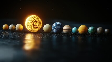 Solar system planets lined up