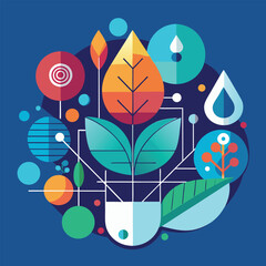 Abstract Nature-Tech Vector Background with Business Elements