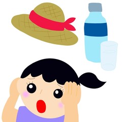 熱中症対策：水分補給・帽子