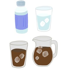 夏の水分補給：ペットボトル飲料・麦茶・氷
