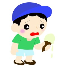 アイスを落として泣きそうな子ども