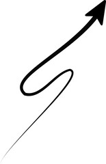 Curved arrow illustrating directional movement with a gradually thinning body.