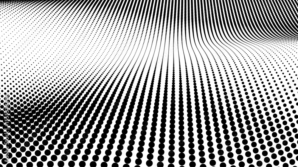 Aufkleber Black and white abstract halftone vector background with dot gradient. Wavy line grid texture. Modern geometric pattern for wallpaper.