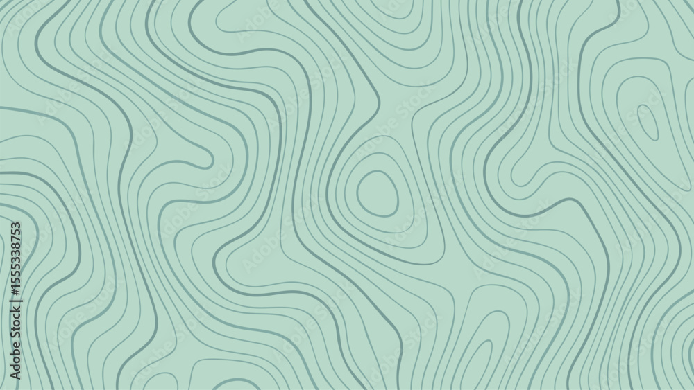 Aufkleber Abstract topography map vector of green waving lines and patterns. Contour background design for modern digital use.