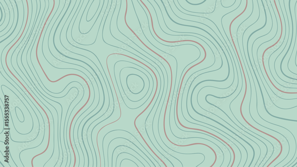Aufkleber Topographic map vector contour lines representing elevation and terrain. Abstract wavy background for land exploration and geodesy.
