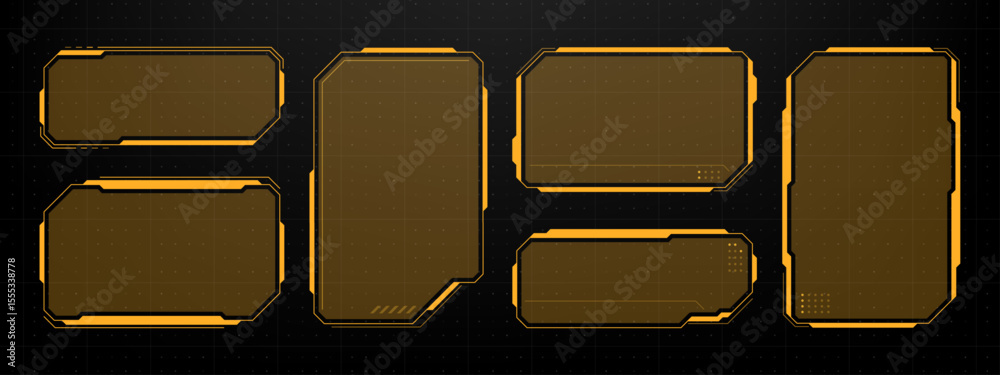 Poster Science fiction futuristic hud text box frame vector. Heads up display element design for interface. Digital technology