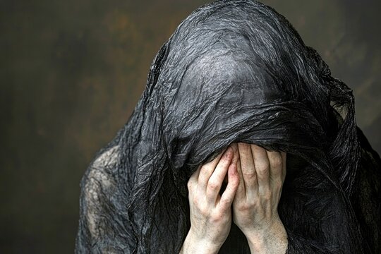 Chronic disease - cause of depression: abstract image of individual status. Inner darkness. Mental health journey. Metaphorical chronic disorder perceptions of a loss of pleasure or interest.