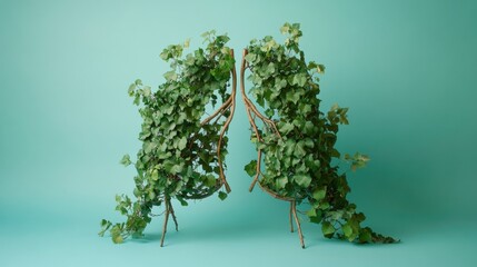 Lungs Made of Green Ivy Illustrating Nature and Health Concepts