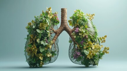 Lungs Made of Greenery Representing Nature and Environmental Health
