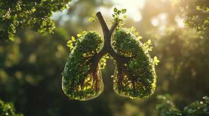 Lungs Made of Greenery Representing Nature and Environment Harmony