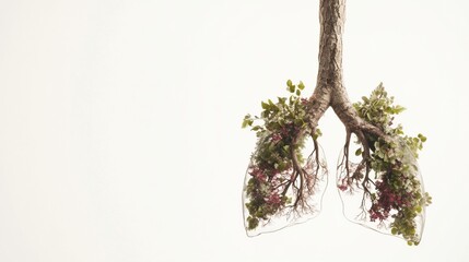 Lungs Made of Plants Symbolizing Nature and Breath of Life