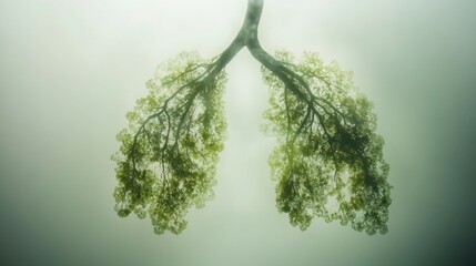 Lungs Made of Trees Illustrating Nature's Connection to Breathing Air