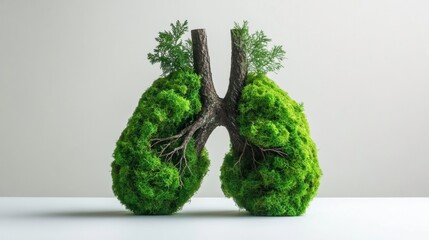 Lush Green Lungs Made of Moss Symbolizing Environmental Health