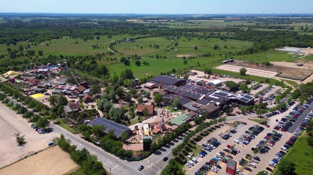 13.6.25 Elstal Deu, Karls amusement park. Magic aerial view flight drone