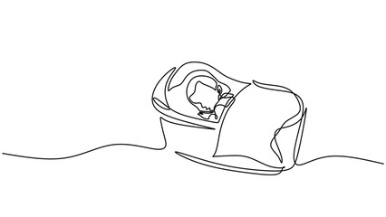 Peaceful Sleeping Baby One Line Drawing for Nursery Art