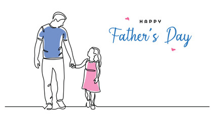 Guidance Father and Daughter One Line Drawing for Cards