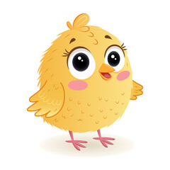 Cute chicken hand-drawn on a white background. Vector illustration