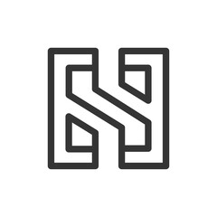 the logo consists of monogram the letter S and N. Abstract, outline and elegant.