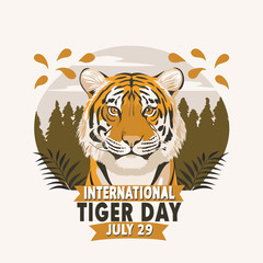 Vector Illustration of International Tiger Day Social Media Template 