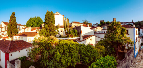 Fototapeta premium View of Obidos streets, Leiria district, Portugal, Panoramic view