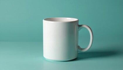 White coffee mug isolated on solid color background. Product mockup with space for logo or design. Clean, simple, modern design, perfect for branding, advertising, promotion or merchandise.
