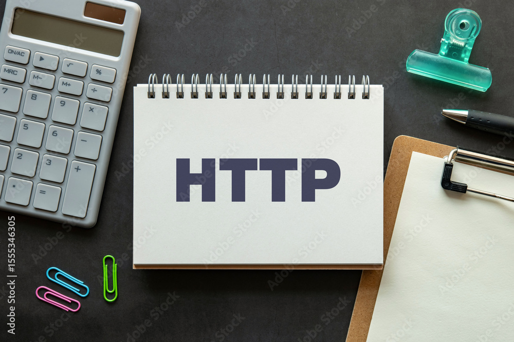 Poster there is notebook with the word http. it is an abbreviation for hyper text transfer protocol as eye-