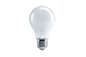 A light bulb is lit up and is sitting on a white background