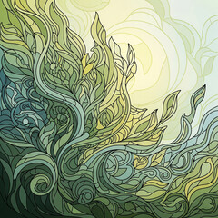 Green Organic Stained Glass Abstract