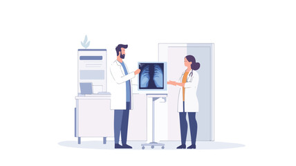 Professional Doctor Checking X-Ray with Patient and Radiologist, Medical Consultation Concept