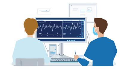 Professional ECG Specialists Scanning Electrocardiogram - Cardiolog Concept