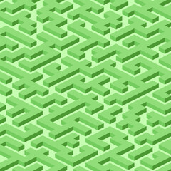 Green labyrinth maze seamless pattern