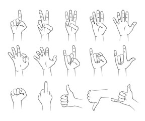 Hand drawn hands line art illustration