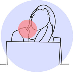 Young woman with neck pain after excessive computer use