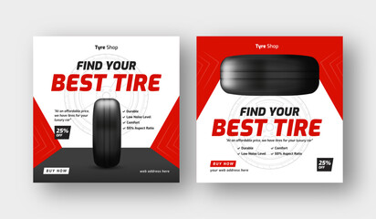 Tire shop social media post web banner template, auto repair shop banner, Tire sale promotion