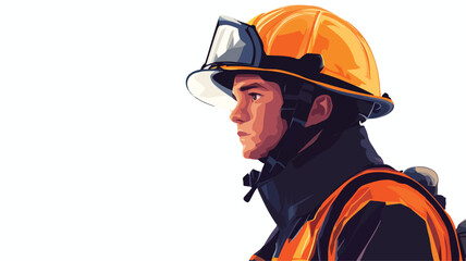 Fototapeta premium Skilled Firefighter in Helmet: Experienced Fireman Wearing Gear for Safety