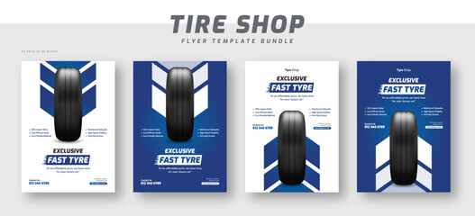 Tire shop flyer bundle template | Tire parts product sale promotion leaflet or poster | Auto repair shop banner set