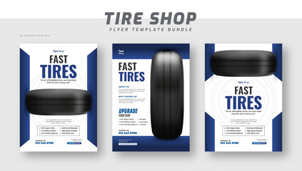Tire shop flyer bundle template | Tire parts product sale promotion leaflet or poster | Auto repair shop banner set